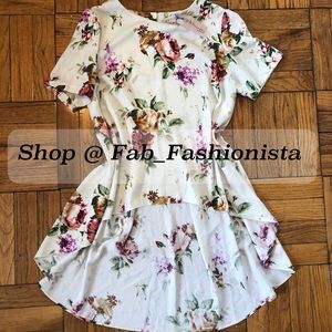 Anthropologie Floral Tunic Top - Cream and Pink